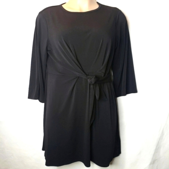 Worthington Woman Dress Black Tie Front 3/4 Sleeves Stretchy Size XXL NWT - Picture 10 of 11